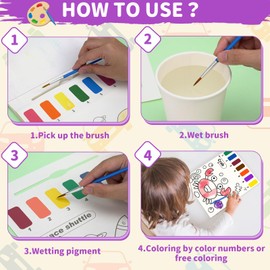 hapray Water Colouring Book for Children, Paint with Water Book for Kids, Watercolour Painting Set for Kids, Magic Book Arts kits Birthday Gift for Kids 3 4 5 6 (Animals)