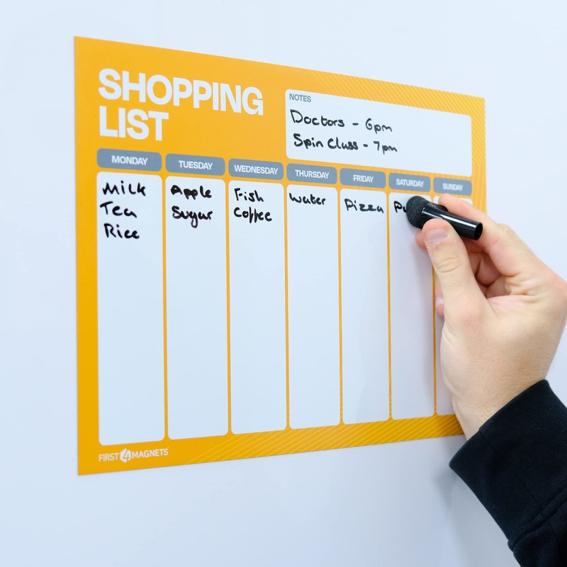 Erasable, Dry Wipe, Magnetic Shopping and Grocery List for Fridge,