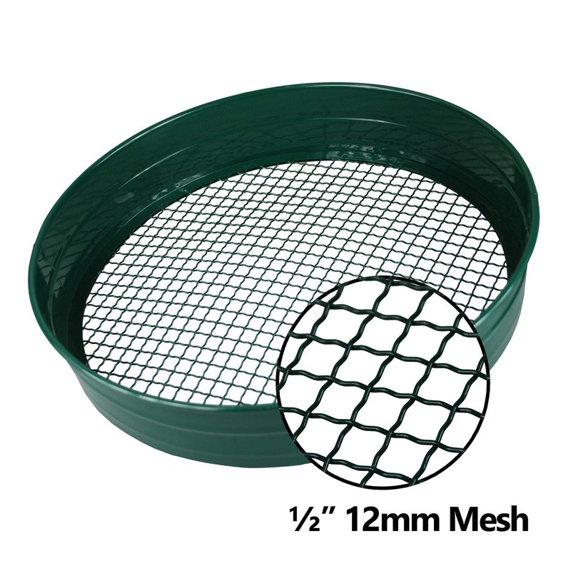 simpaoutdoor Steel Garden Riddle Sieve 1/2" 12mm Mesh 70mm Deep