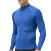 OVIYEGAIN Blue Turtleneck Compression Shirts for Men Sports Dry Fit
