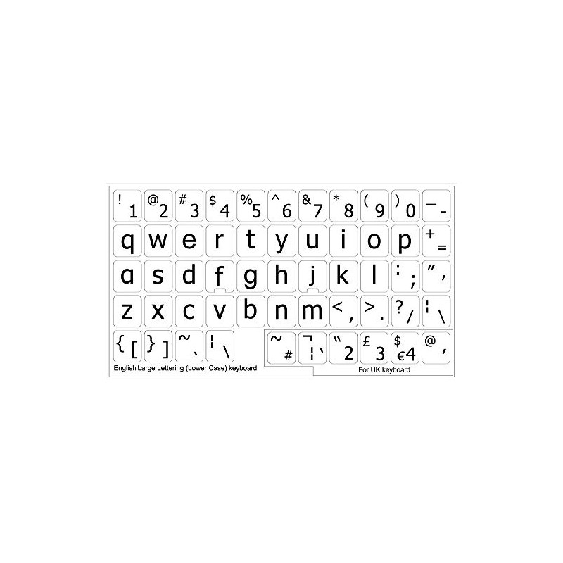 English US Large Lettering (Lower CASE) Non-Transparent Keyboard Decals Black,