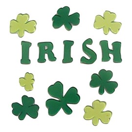 Greenbrier St. Patrick's Day Reusable Gel Window Clings ~ Irish and Shamrocks (13 Clings, 1 Sheet)