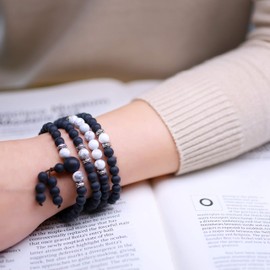 COAI 108 Mala made of Onyx and Howlite, Nylon Onyx howlite Nylon, Onyx