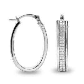 Lecalla Hoops 0.01 Carat Diamond Earrings for Women 925 Sterling Silver Earring and (G-H Color, I1 Clarity)
