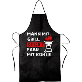 Blickfang Funny BBQ Apron for Men, Cooking Apron, Bib Apron, Kitchen Apron, Barbecue Apron, Party Apron, Gift, Birthday, Apron, black
