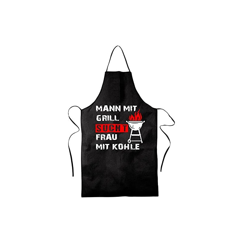 Blickfang Funny BBQ Apron for Men, Cooking Apron, Bib Apron,