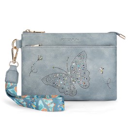 KITEVIUN Wristlet Wallets Clutch Purses for Women, Slim RFID Blocking Cell Phone Wallet Purse with Credit Card Holder