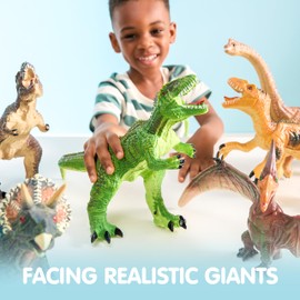 JOYIN Big Dinosaur Toys for Toddlers, 6 Piece Large Soft Dinosaur Figures with an Educational Book, Jumbo Realistic Toys for Boys and Girls Gift, Kids Ages 1 2 3 4 5