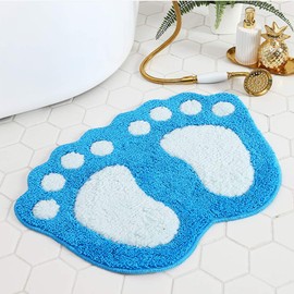TOPCHANCES Bathroom Rugs Non Slip Large Feet Water Absorbent Microfiber Door Mat Pedestal Mat for Doormats Bathtub Shower (Light Blue, 49.5x80cm)