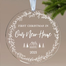 New Home Ornament 2023 - Housewarming Gifts for New House, New Home Gift Ideas, Housewarming Gifts New Home - House Warming Gifts New Home Couple - First Christmas in New Home - Acrylic Ornament 2023