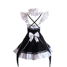 Ainiel Valentines Day Outfit Women Anime Cosplay Lolita Fancy Dress Maid Dress With Socks Headwear Sets (Small)