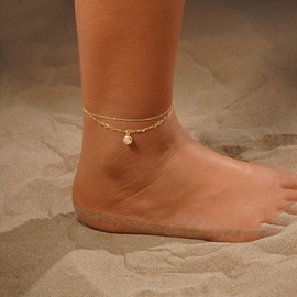 Diamond Anklets Bracelets for Women 14K Gold Plated October Birthstone Mothers Dainty Gold anklets Blue Green Cubic Zirconia Birthday Beath GiftsJewelry