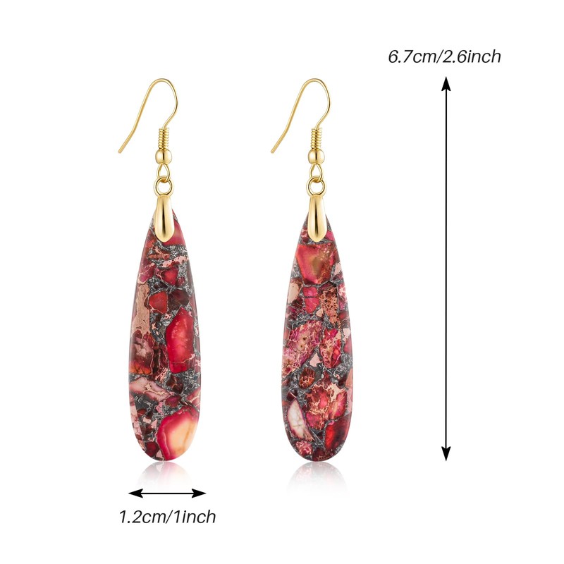 SELOVO Trendy Earrings Teardrop Stone Red Earrings Dangle for Woman