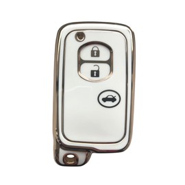 Kinotaka TPU Smart Key Cover for Toyota Cars 3 Buttons Key Case Special Design Accessory for Mark X/Majesta 180 200 Series/Prius 30 Series/86 ZN6/Aqua/Vitz/Lactis/Rankle 200/Avensis, white