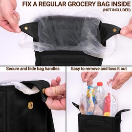 Creathing - cubeta de basura para coche con tapa, forro desmontable, consola, piso, asiento para colgar basura y bolsa de almacenamiento, accesorios para camiones y automóviles (2 galones, negro)