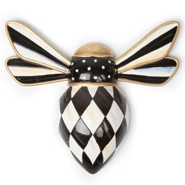 MACKENZIE-CHILDS Bee, Hanging Bee Decoration, Black-and-White Courtly Check