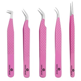 Eyelash Tweezers (5, Raspberry Pink)