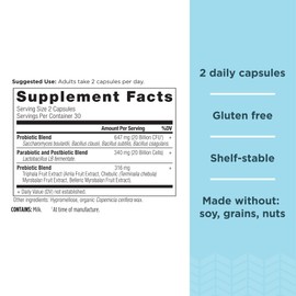 Ancient Nutrition Ancient Nutrition SBO Probiotic Trinity Daily Care, Probiotics for Digestive Health, 40 Billion Blend of Prebiotics, Probiotics, Postbiotics, and Parabiotics Reduces Occasional Bloating, 60 Count