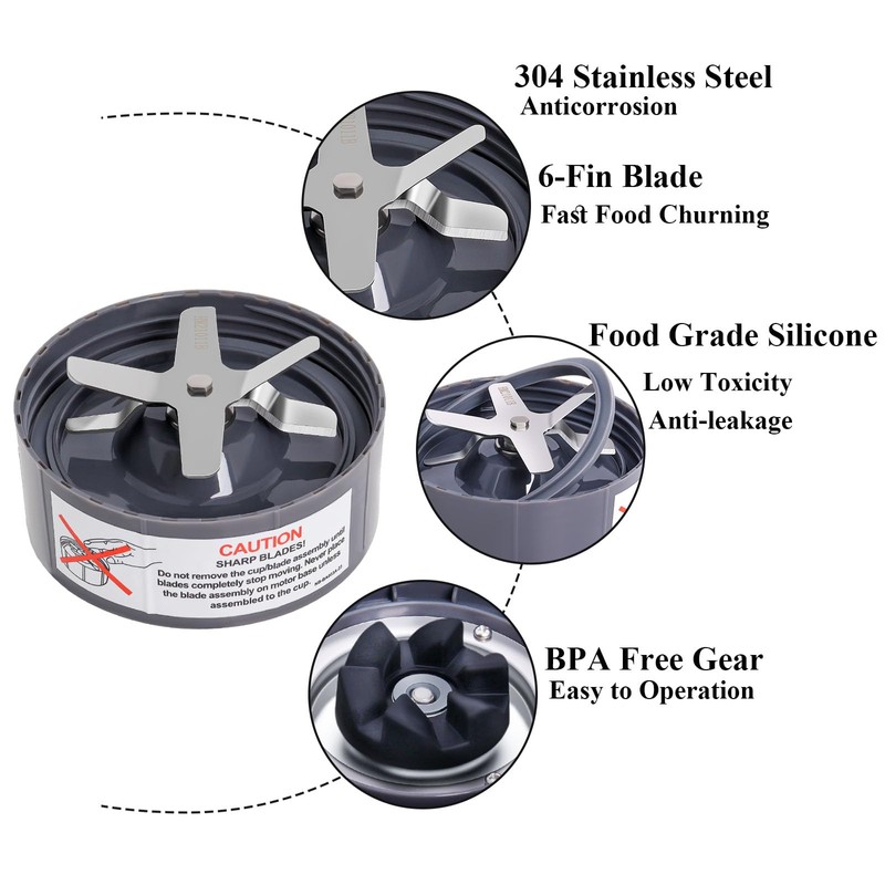 Extractor Blade for Compatible with Nutribullet Replacement Parts 600W/900W Cross