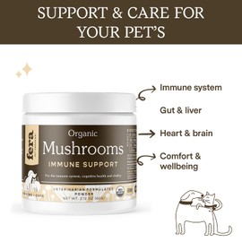 Fera Pet Organics Fera Pet Organics Turkey Tail Mushroom Supplement for Dogs & Cats - Vet Created - for Cognition & Immune System C Organic Lions Mane, Shiitake Mushrooms - 120 Scoops?