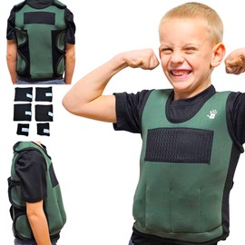 Weighted Vest for Kids - Adjustable Compression Vest, Medium (Ages 5-9), 6 Removable Weights, Breathable Snug Fit
