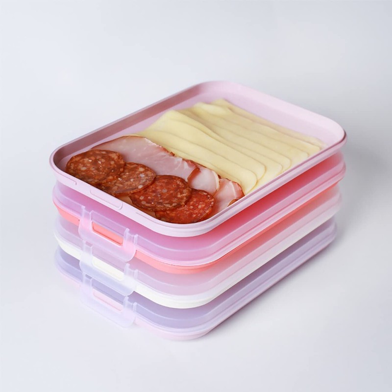 Set of 3 Food Storage Containers with Integrated Serving Plate,