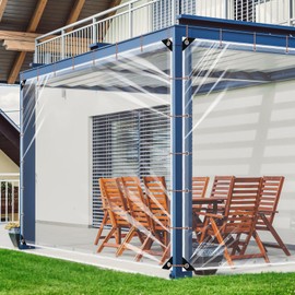 Clear Tarps Heavy Duty Waterproof 10x10 Ft, 20Mil PVC Transparent Vinyl Tarpaulin for Home, Clear Tarps with Grommets for Patio, Outdoor Porches, Pavilion Rain Shield, Winter Rainproof Canopy Fabric