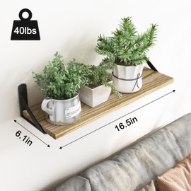 YGEOMER 16.5 Inch Floating Shelves for Wall, Farmhouse Wall Shelves for Bedroom, Bathroom Storage, Living Room and Kitchen Decor (Set of 6 Light Brown Color)