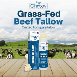 Beef Tallow Lip Balm – Natural Tallow Beeswax Chapstick – Hydrating Moisturizer Grass Fed Bison Tallow Balm Lip Care – Soothes Chapped, Dry Lips, Sensitive Skin – Long Lasting & Vitamin Rich USA-Made