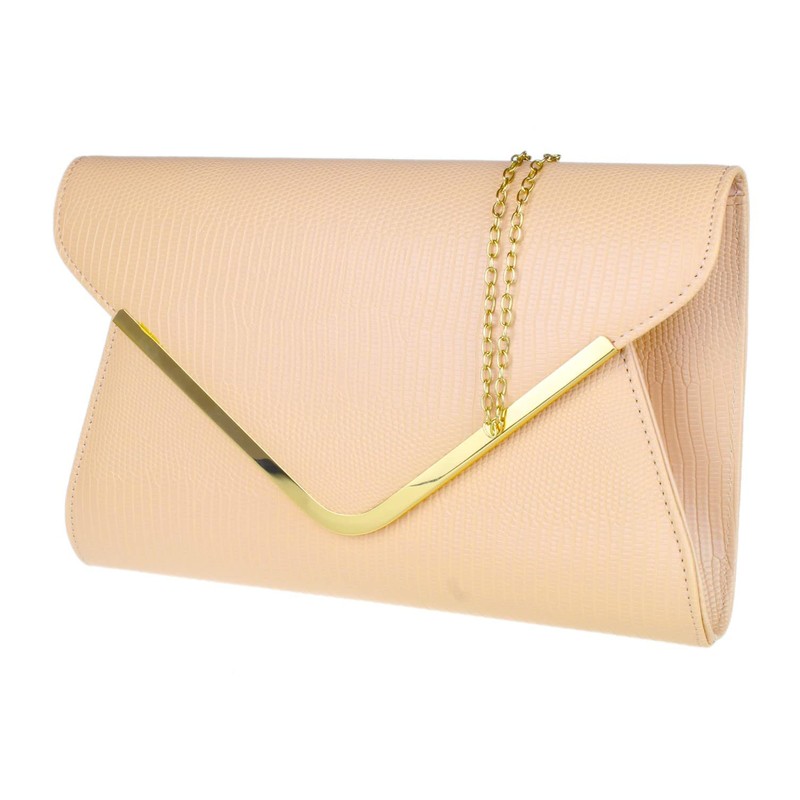 Girly Handbags Oversized Crocodile Style Clutch Bag, Naked