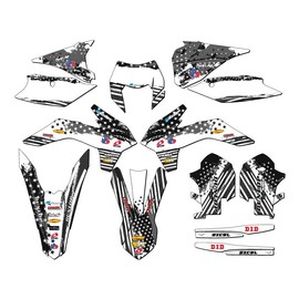 2014-2015 XCF-W Merica Grey Senge Graphics Complete Kit Compatible with KTM