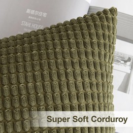 MIULEE Pack of 2 Pillow Covers Olive Green Super Soft Corduroy Pillow Covers Decorative Throw Pillows Couch Covers for Sofa Bedroom Living Room 18 x 18 Inch