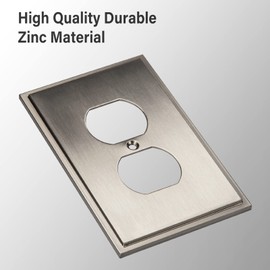 Henne Bery Soft Modern Decorative Wall Plate Switch Plate Outlet Cover (Single Duplex 2PK, Satin Nickel)