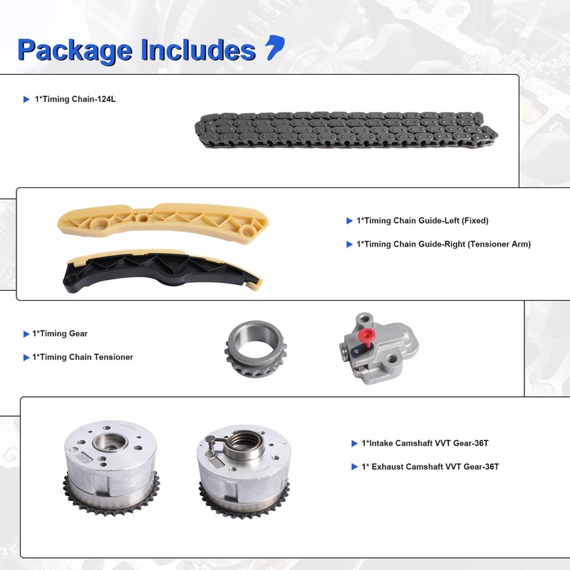 Timing Chain Kit with VVT & Camshaft Sprockets for 2012-2019
