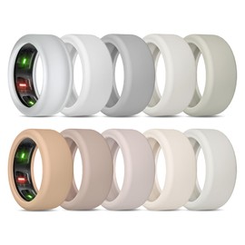 BandRain 10 Pack Cover for Oura Ring Gen 4 & 3/ULTRAHUMAN Ring AIR, Anti-Scratch Elastic Silicone Protector Case Accessories for Women Men Working Out Gym (10 Colors - Set 5, S (6/7/8/9/10))