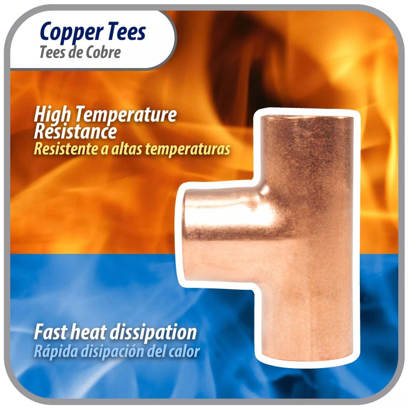 Appli Parts AP-T038 3/8 in Wrot Copper Tee CxCxC connections