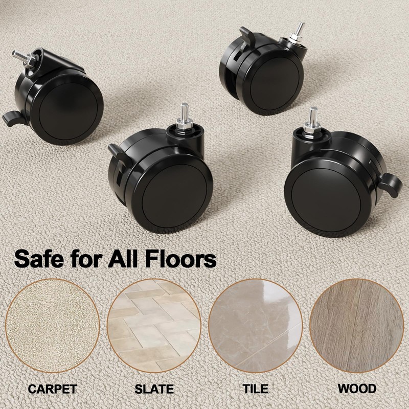 JOY worker Lockable Stem Caster Wheels Set of 4, Metric