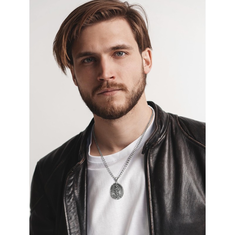 NORBU S925 Saint Necklace for Men, Patron Amulet Saint Medal