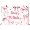 Coquette Happy Birthday Backdrop Banner Pink Bow Birthday Party Photography