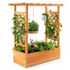 Giantex Raised Garden Bed with Trellis, Wood Planter Box with