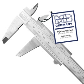 MIB Vernier Caliper with Locking Screw DIN 862 200 mm | Calliper Stainless Steel | Analogue Caliper | Push Gauge Matte Chrome-Plated | Precision Gauge for 4-Way Measurement | Measuring Tool | Caliper