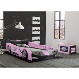 Delta Children Turbo Race Car Twin Bed, Pink