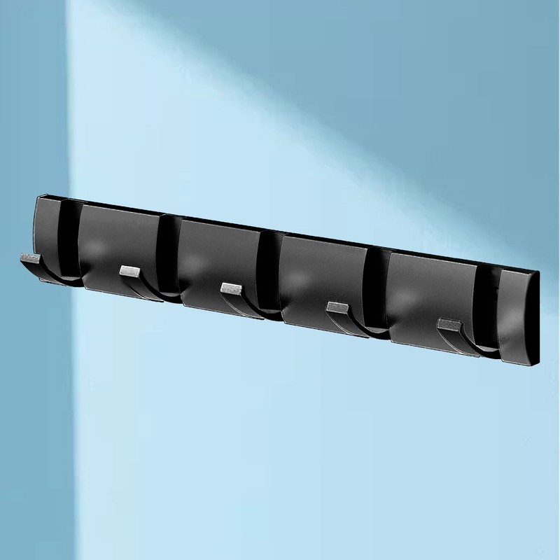 Thickened Invisible Hook 5 Hook Wall Mounted Coat Rack Folding