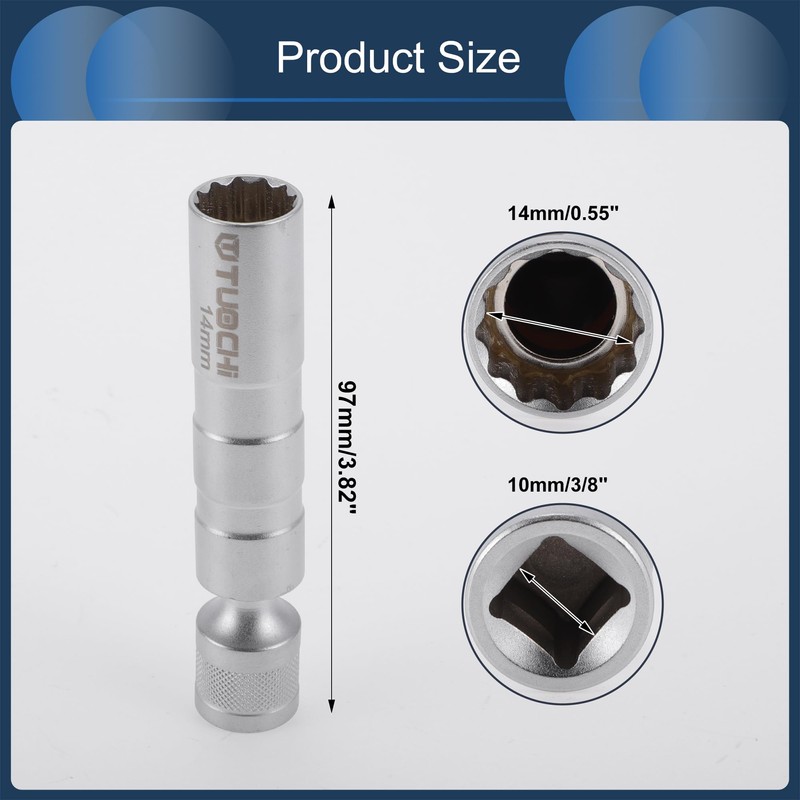 INFINAUTO Universal Joint Spark Plug Impact Socket 97mm for Car