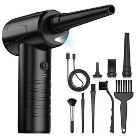 UNSVM Air Duster,Efficient Electric Air Duster,Compact Rechargeable Cordless Compressed Air Duster,Quiet Air Blower,Portable 3-Gear Versatilie Dust Blower with LED Light for Keyboard Cleaning