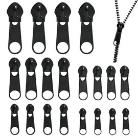 LUCTHY 20 Pcs Zipper Pull Replacement Set, Durable Metal Zip Pullers in Sizes 3# 4# 5# 8# 10# for Easy DIY Repairs on Coats, Jackets, Jeans, Luggage, and Backpacks