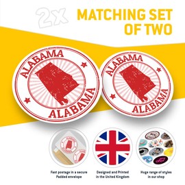 Vinyl Stickers (Set of 2) 10cm - Alabama USA Stamp America Decals for Laptops,Tablets,Luggage,Scrap Booking,Fridges, 9287