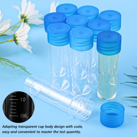FERCAISH Pack of 10 Sample Tubes 30 ml with Blue Screw Lid, Disposable Urine Tubes, Plastic Test Tube, Sample Container, Test Tubes for Laboratory and Hospital