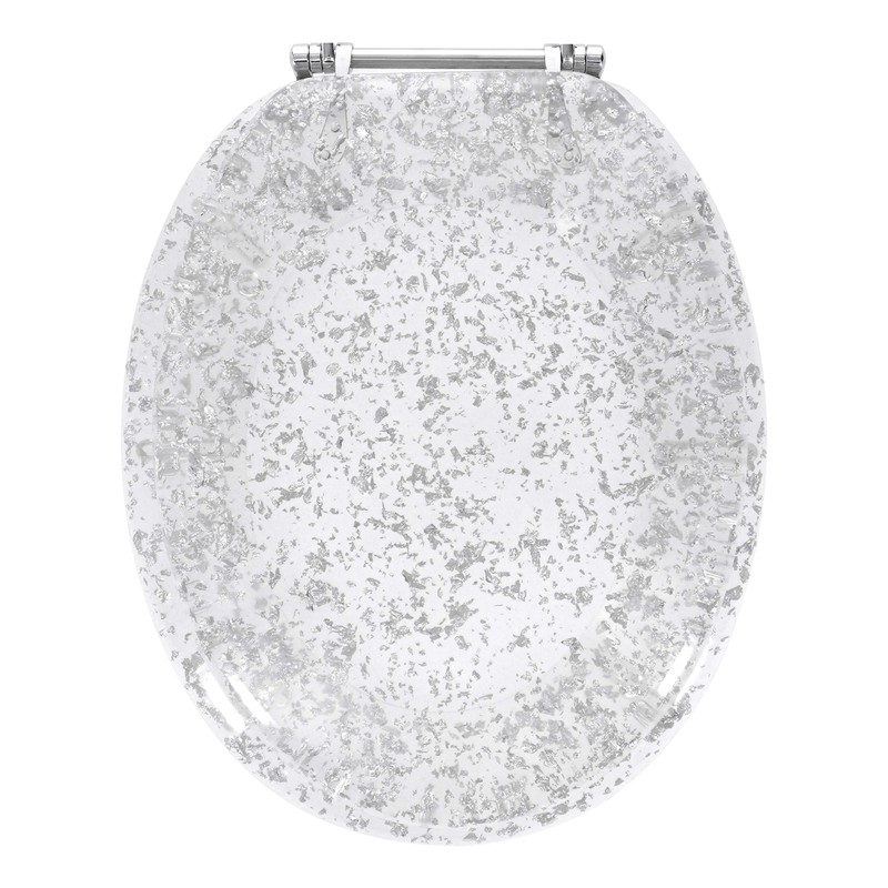 Ginsey Home Solutions Elongated Resin Toilet Seat, Silver Foil