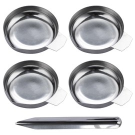 TOLIDA 4pcs Stainless Steel Weighing Plate with Mini Powder Scoop - Metal Weighing Boats Electronic Scale Trays Lab Dish Container for Measuring Mixing Powders Liquid Jewelry Lab Supplies
